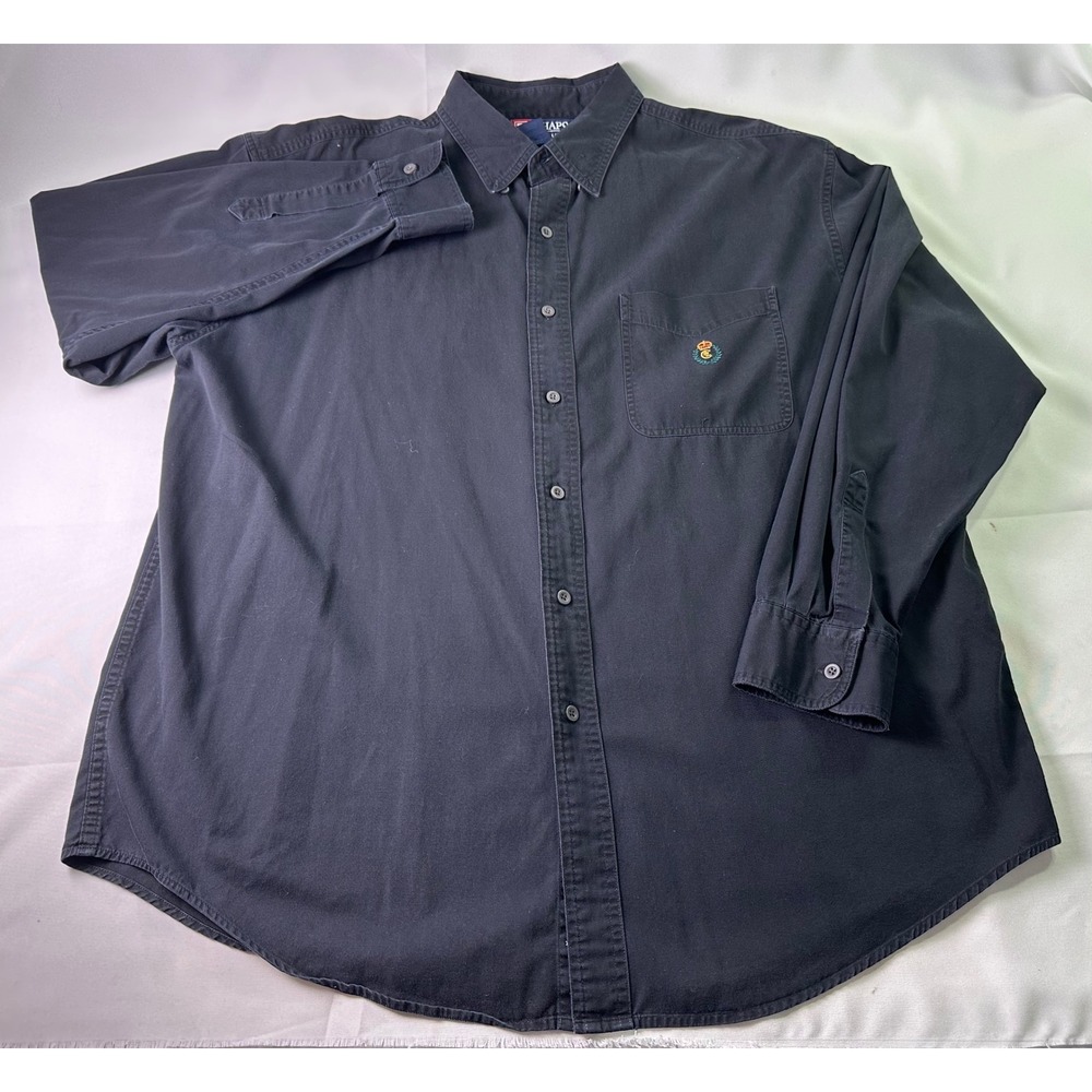 VTG Chaps‎ Ralph Lauren Mens Classic Fit Button Down Shirt XL Embroidered Crest - Picture 2 of 10